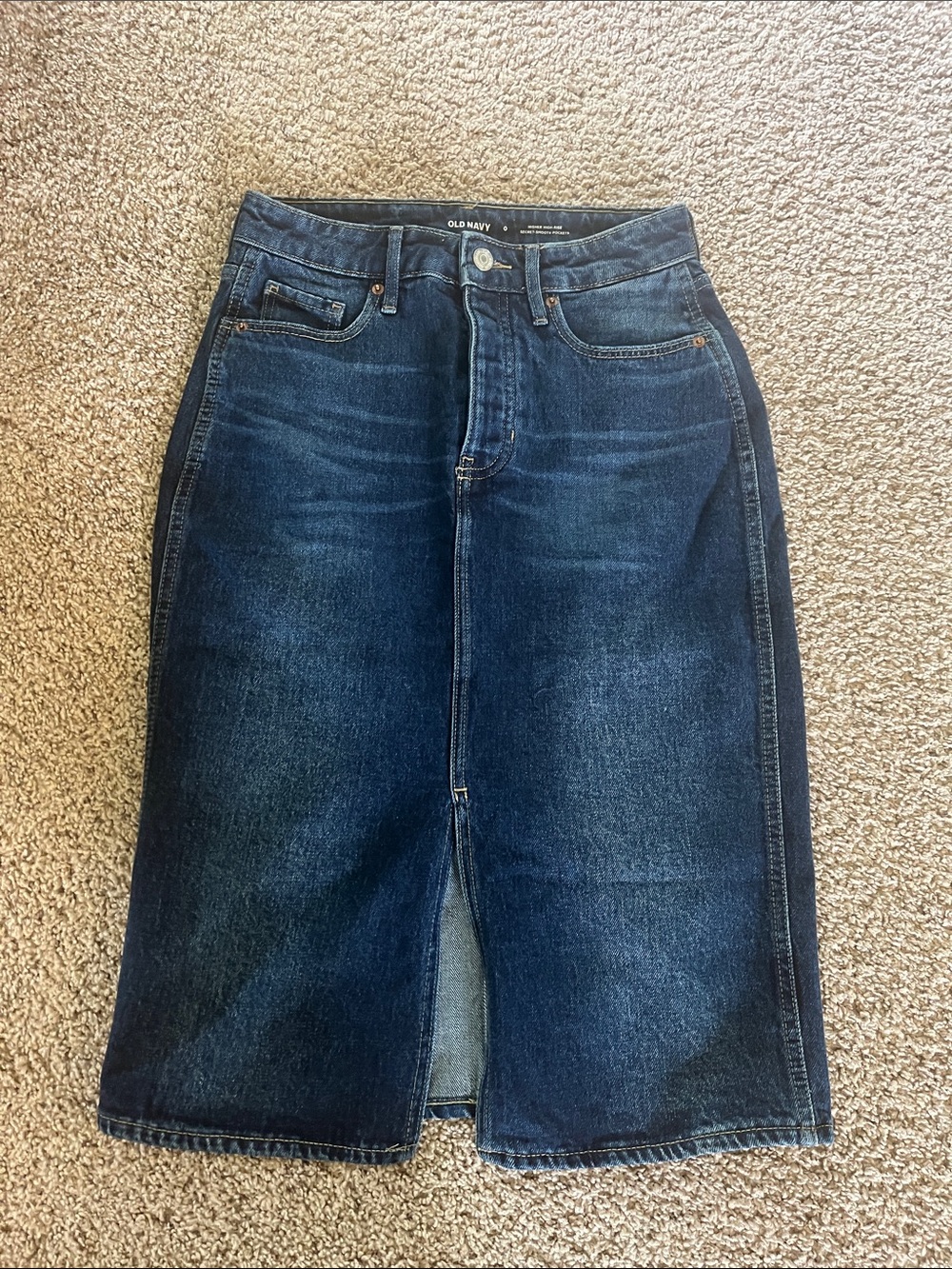 Old Navy women’s Dark Blue Straight Denim Jean Skirt size 0 high rise